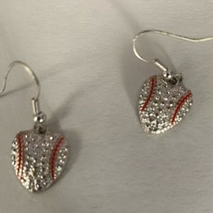 Heart Shaped Baseball Earrings